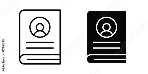 Biography icon editable designs collection. black and white icons