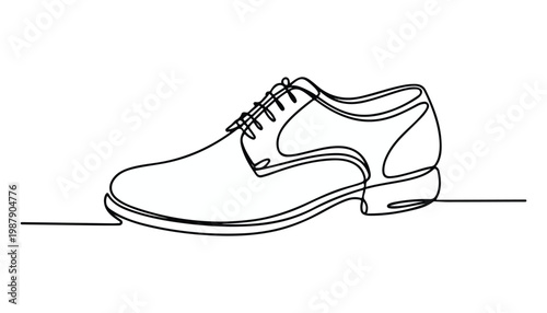 One continuous line illustration of an leather shoes , isolated on white background.