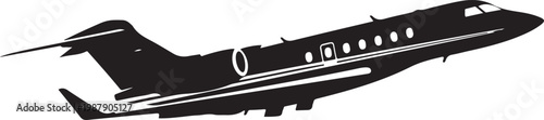 Private Jet, Airplane, Vector Silhouette, Black Aircraft, Aviation Icon