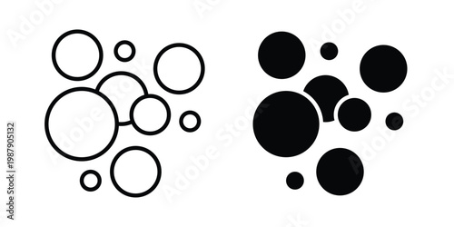 Bubble icon editable designs collection. black and white icons