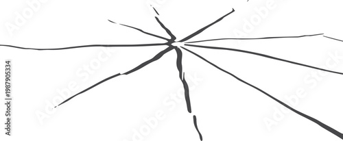 Black cracked glass pattern on white background