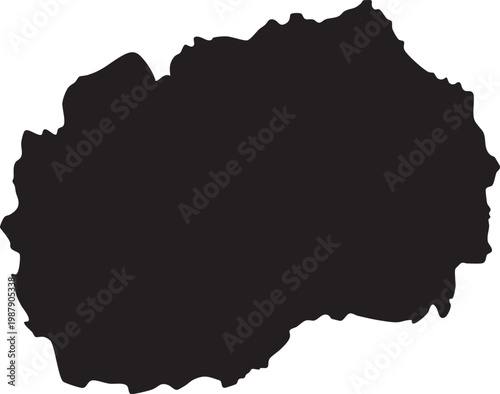Black silhouette map of North Macedonia a simple vector graphic for travel and geography concepts isolated on a white background