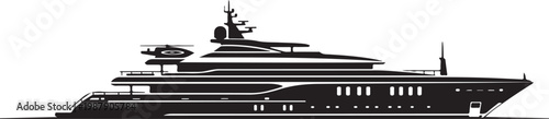 Luxury yacht, black yacht, boat illustration, vector ship, nautical design, large vessel