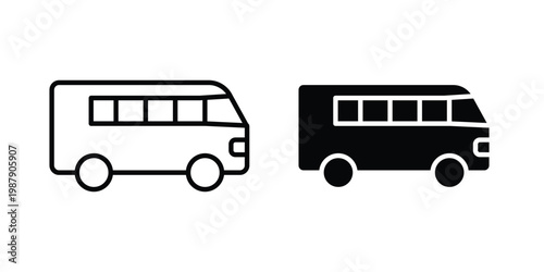 Bus icon editable designs collection. black and white icons