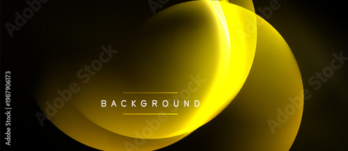Abstract yellow layers overlap, creating dynamic visual effect. Dark background emphasizes bright curves, modern design element.