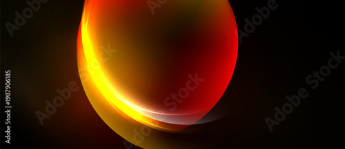 Abstract glowing orb. Warm colors blend, creating dynamic visual impact. Dark background emphasizes luminosity, smooth gradients present.