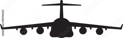 Airplane, aircraft silhouette, black plane icon, flying jet, transportation symbol