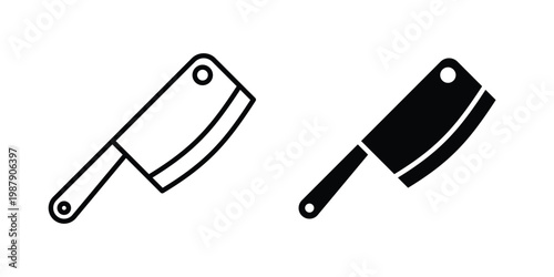 Butcher knife icon editable designs collection. black and white icons