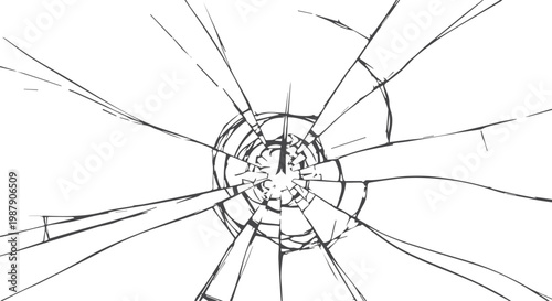 Black line cracked glass pattern