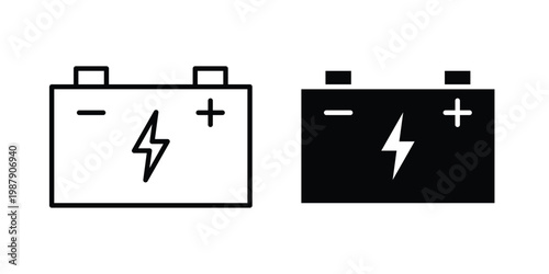Car Battery icon editable designs collection. black and white icons