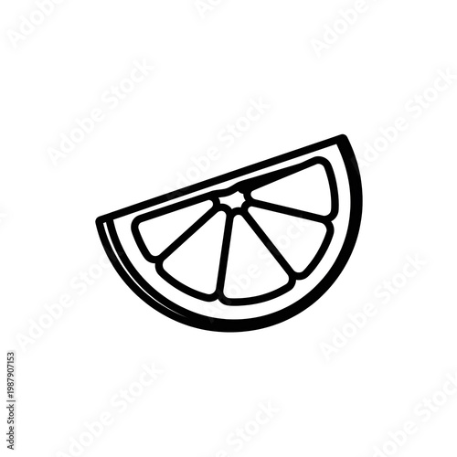 Lemon Wedge Line Drawing Icon.