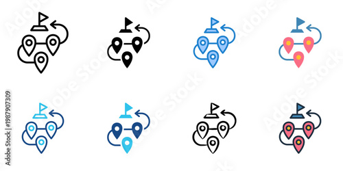 Milestone icons set multiple style collection. Editable stroke 
