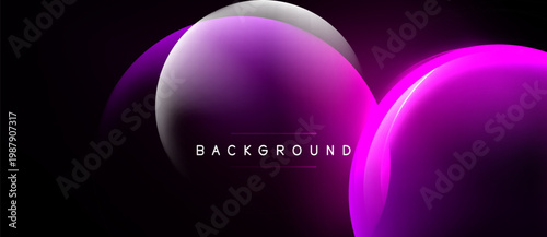 Abstract purple shapes overlap black background. Gradient colors create modern visual effect. Text reads background. Simple design.