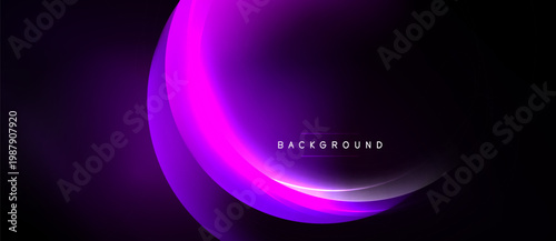 Dark backdrop features vibrant purple layers forming circular glow. Text reads background within central illumination. Minimalist design.