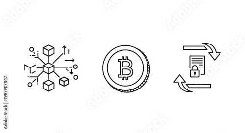 Digital currency blockchain technology and secure transactions concept.