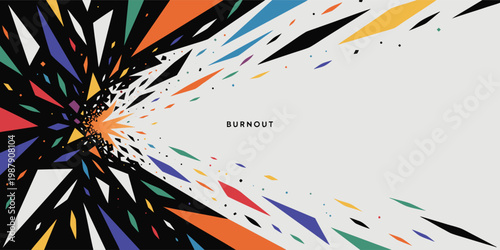 A vibrant vector graphic illustration representing burnout with a colorful abstract design