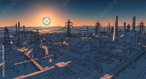 Futuristic Cityscape at Sunrise with Unique Architecture and Glowing Orb.