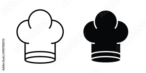 Chef hat icon editable designs collection. black and white icons