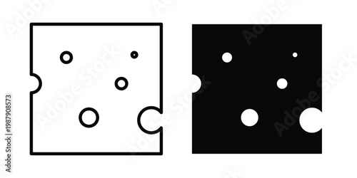 Cheese slice icon editable designs collection. black and white icons