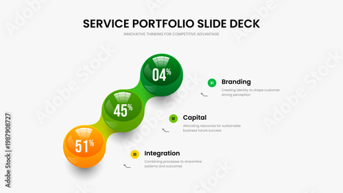 Market Report 3 Option Diagram Slide Layout. Visual Solution Slideshow Design Vector Illustration. Business Plan Three Element Graph Frame Template.