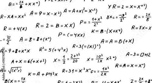 Handwritten mathematical equations and formulas