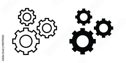 COGS icon editable designs collection. black and white icons