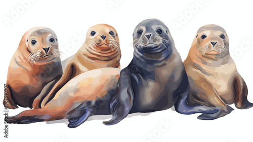 Cape Cross Seal Colony. Cape Cross Seal Colony hand drawn watercolor illustration on white background
