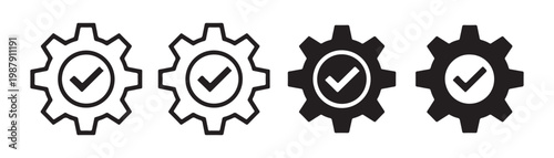 Canvastavla Industrial technical cogwheel settings icons with checkmark symbols for complete maintenance process services