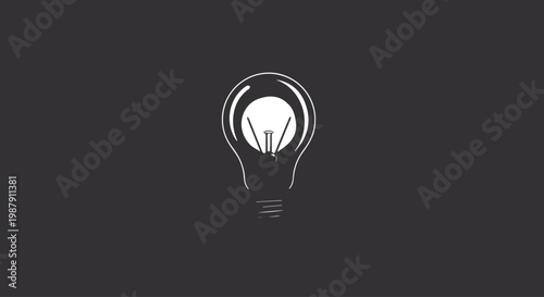 White light bulb outline on black background
