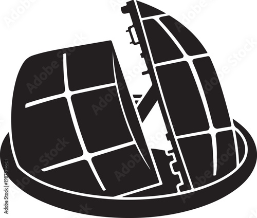 Broken globe, shattered earth, black and white, vector icon, symbol of crisis