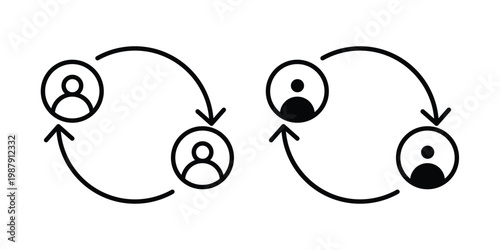 employee turnover icon editable designs collection. black and white icons