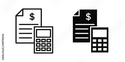 Estimate icon editable designs collection. black and white icons