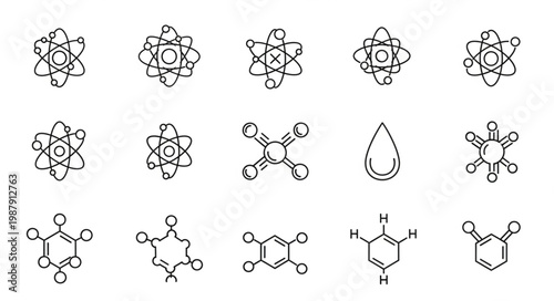 Collection of Scientific Molecular Structures and Symbols.