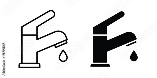 faucet icon editable designs collection. black and white icons