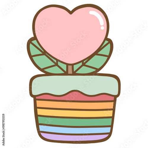 Cute Pride Month Heart in rainbow pot png