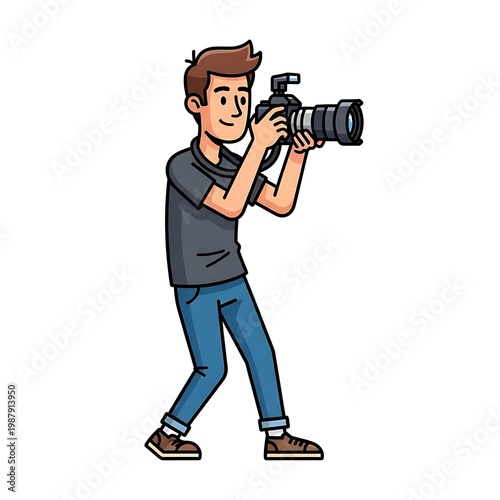 Man holding professional camera equipment.