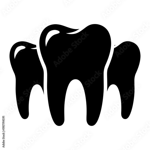 Vector of three teeth for dental health concepts