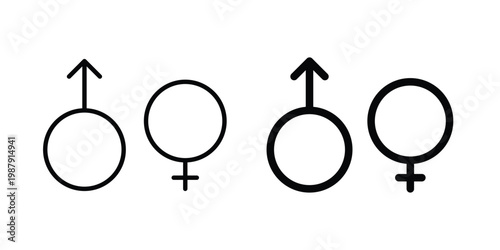 Gender symbol,s icon editable designs collection. black and white icons