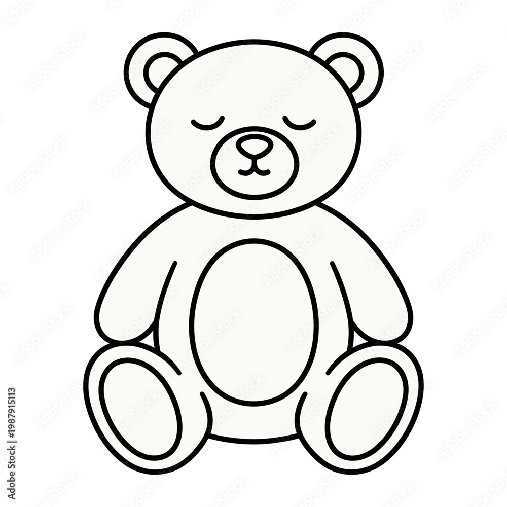 Fototapeta premium Vector of a cute teddy bear sitting with its eyes closed in a peaceful pose.