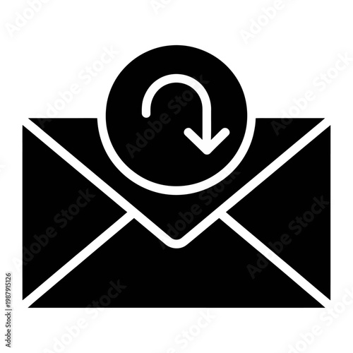 Vector graphic of an envelope with a circular arrow icon indicating email return or reply.