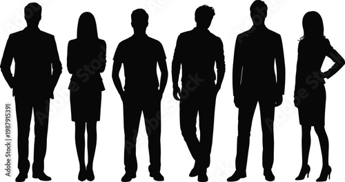 WebBusiness teamwork diversity silhouettes group casual professional collaboration concept illustration, flavector