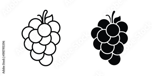 Grape icon editable designs collection. black and white icons