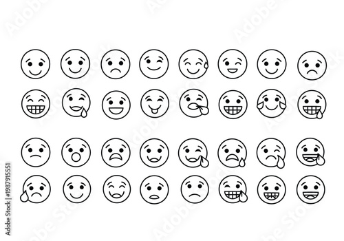 A collection of various hand-drawn facial expressions depicting diverse emotions