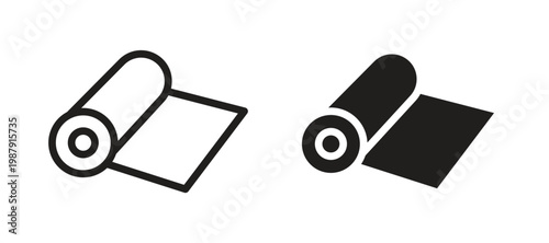 Carpet roll icon symbol, black style vector icons pack