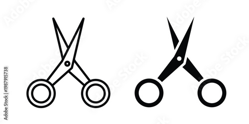 Hairdresser scissors icon editable designs collection. black and white icons
