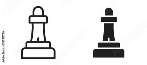 Chess pawn icon symbol, black style vector icons pack