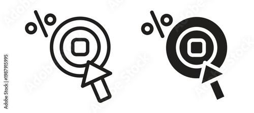 Click through rate icon symbol, black style vector icons pack