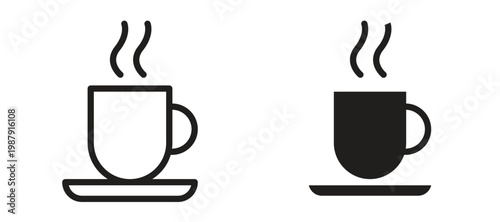 Coffee mug icon symbol, black style vector icons pack