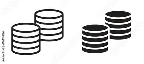 Coins stack icon symbol, black style vector icons pack