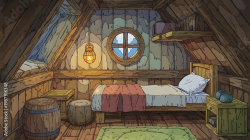 Experience Ultimate Comfort in a Cozy Attic Bedroom: A Perfect Blend of Rustic Charm and Modern Design for Relaxation and Peaceful Living